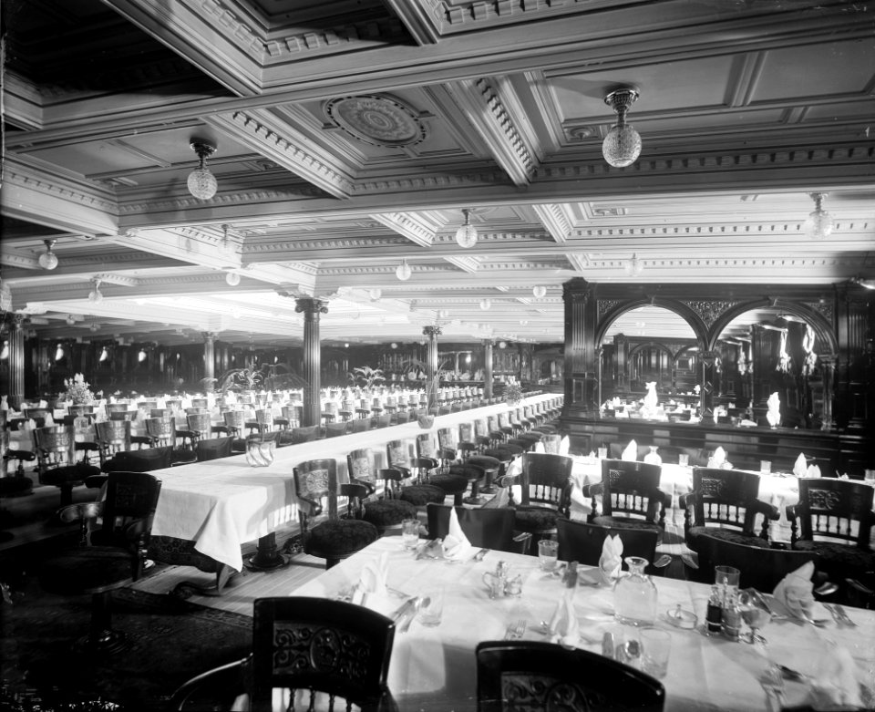 First Class Dining Saloon on the 'Lucania' (1893) RMG G10527