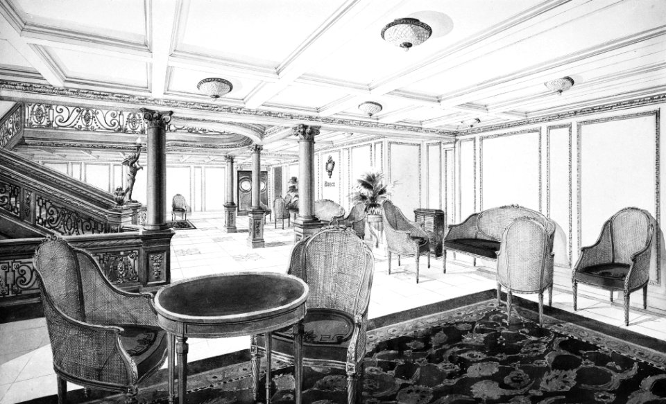 First Class Restaurant Reception Room on the 'Titanic' (1912) RMG G10671