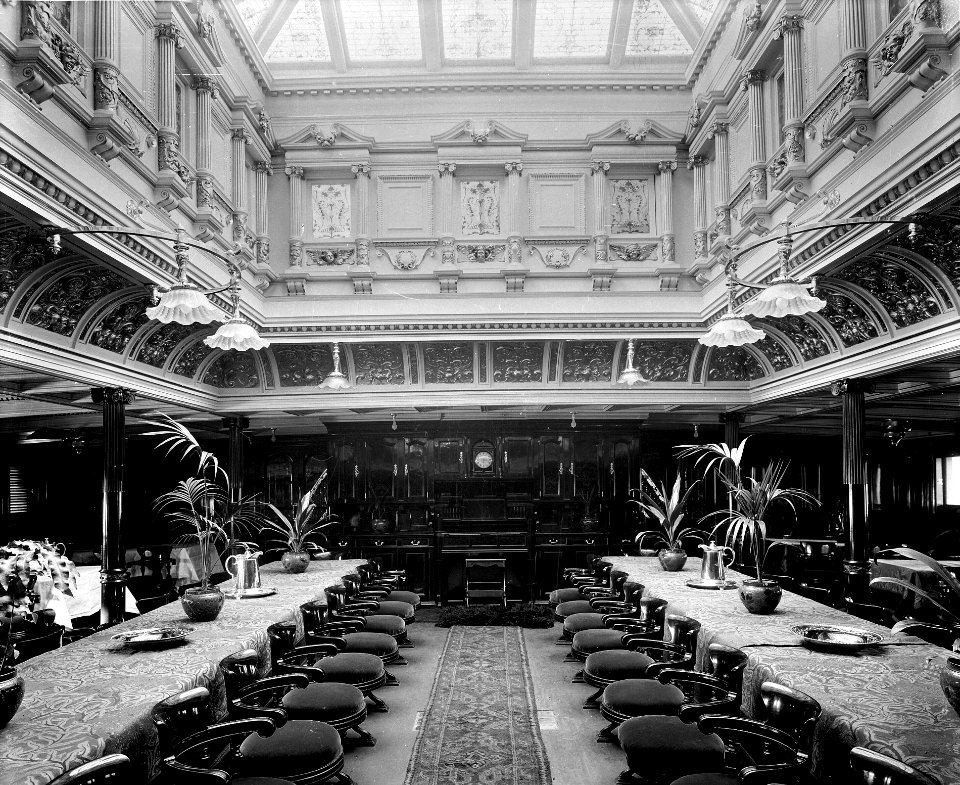 First Class Dining Saloon on the 'Omrah' (1899) RMG G10514