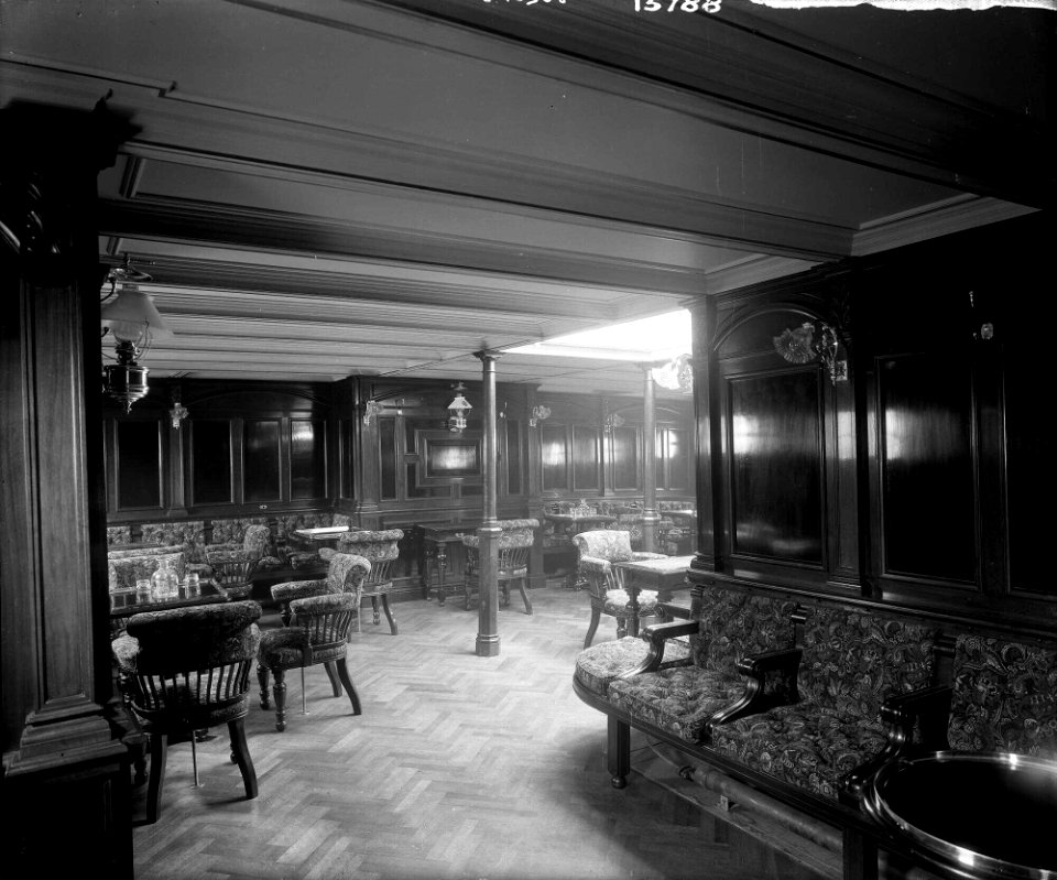 First Class Smoking Room on the 'Saxonia' (1900) RMG G10538
