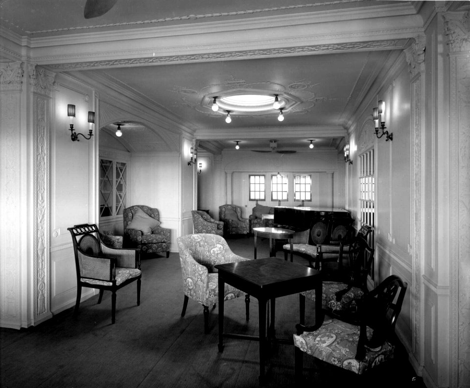 First Class Writing Room and Library on the 'Orama' (1911) RMG G10664
