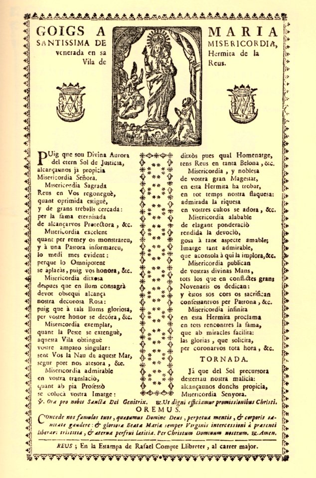 Goigs de la Mare de Déu de Misericòrdia