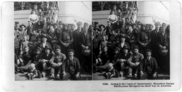 Going to the land of opportunity, homeless Italian earthquake refugees on their way to America LCCN2002716084