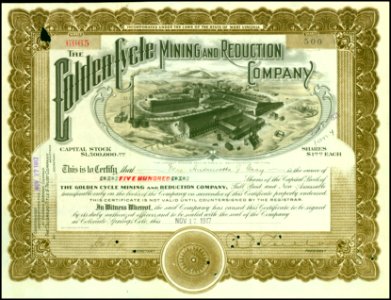 Golden Cycle Mining and Reduction Company 1917