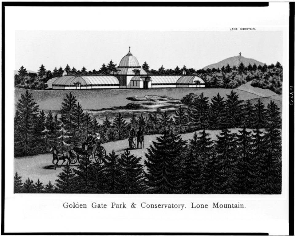 Golden Gate Park & conservatory. Lone Mountain LCCN92500989