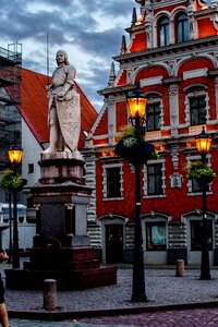 Town hall square monument evening