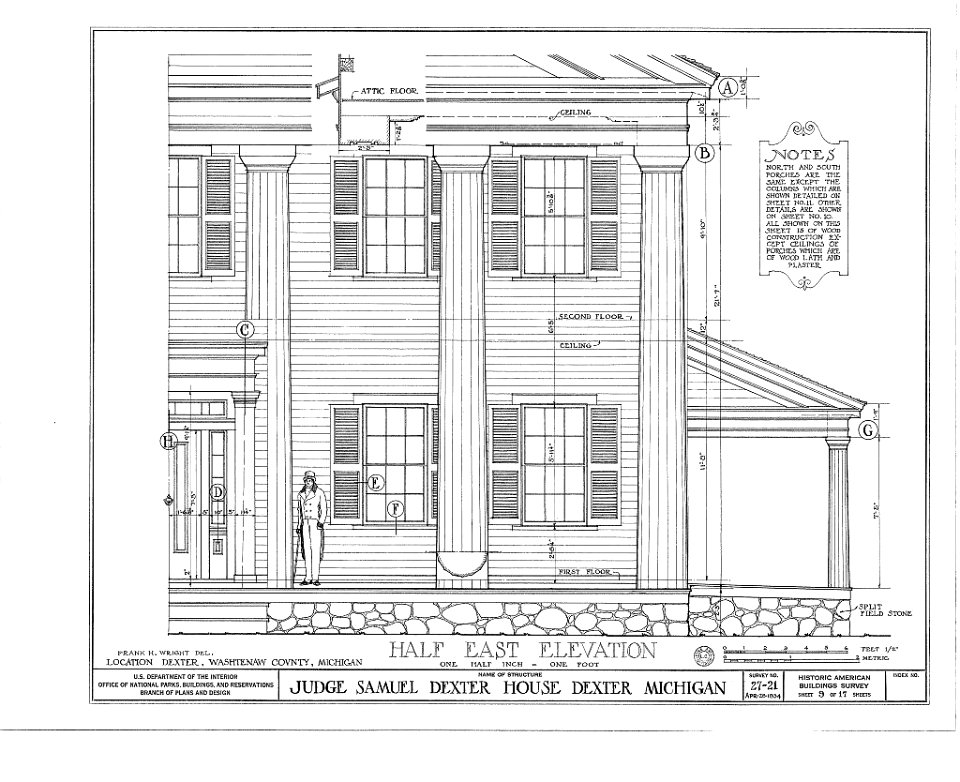 Gordon Hall Dexter MI 1934 front elevation