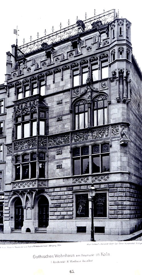 Gotisches Wohnhaus am Heumarkt in Köln, Architekt H. Wiethase Köln, Tafel 65, Kick Jahrgang I