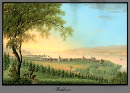 Gouache Blick von Osten auf Steckborn von Emanuel Labhardt