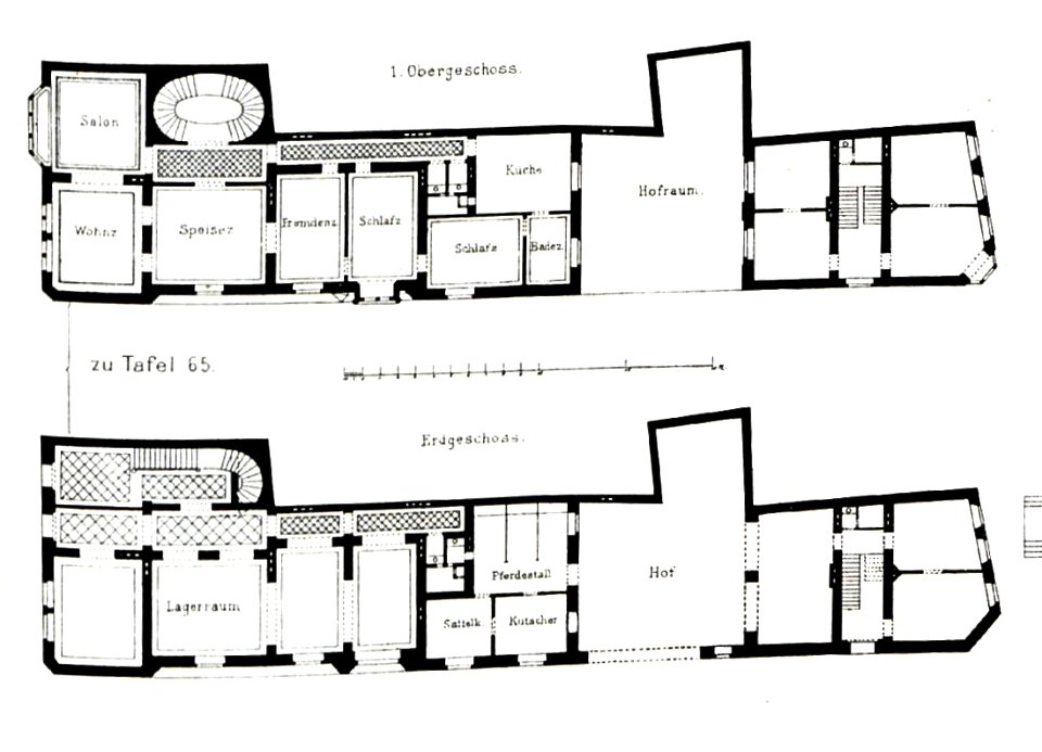 Gotisches Wohnhaus am Heumarkt in Köln, Architekt H. Wiethase Köln, Tafel 65, Grundriss, Kick Jahrgang I