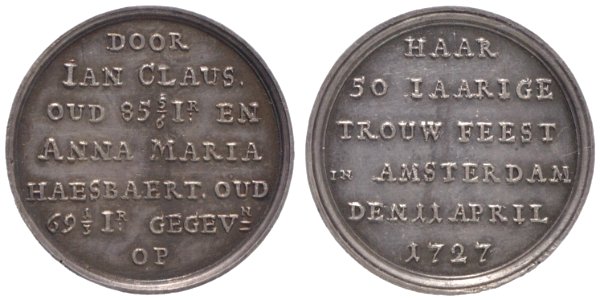 Gouden huwelijk van Jan Claus en Anna Maria Haesbaert, objectnr PA 735