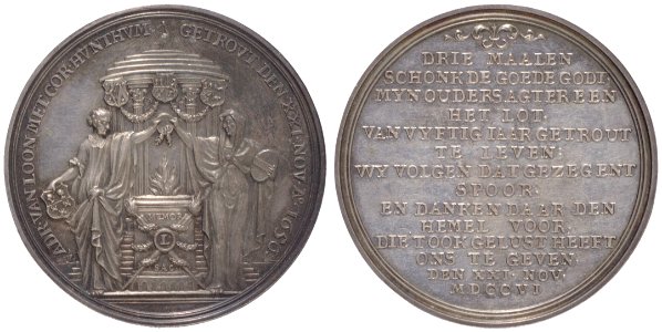 Gouden huwelijk van Adriaan van Loon (1631-1722) en Cornelia van Hunthum (1634-1721), objectnr PA 725