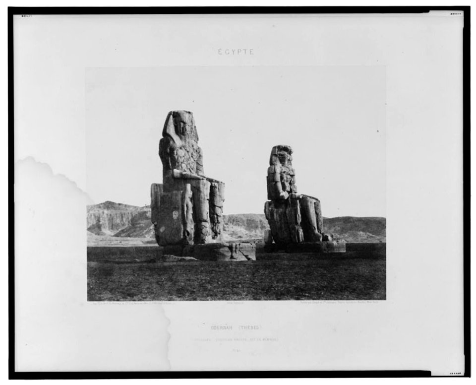 Gournah (Thèbes) - colosses (celui de droite, dit de Memnon) - Félix Teynard. LCCN2001695284