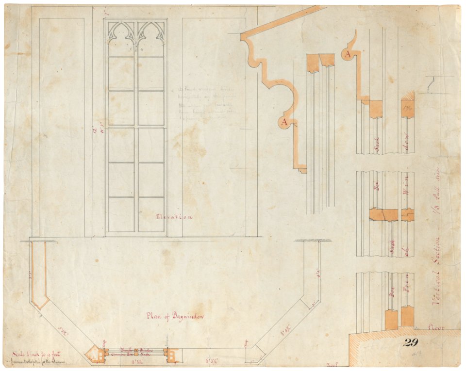 Government Hospital for the Insane (Saint Elizabeths Hospital), Washington, D.C. Center Building. Bay window. Elevation, plan, and details LCCN2016649927