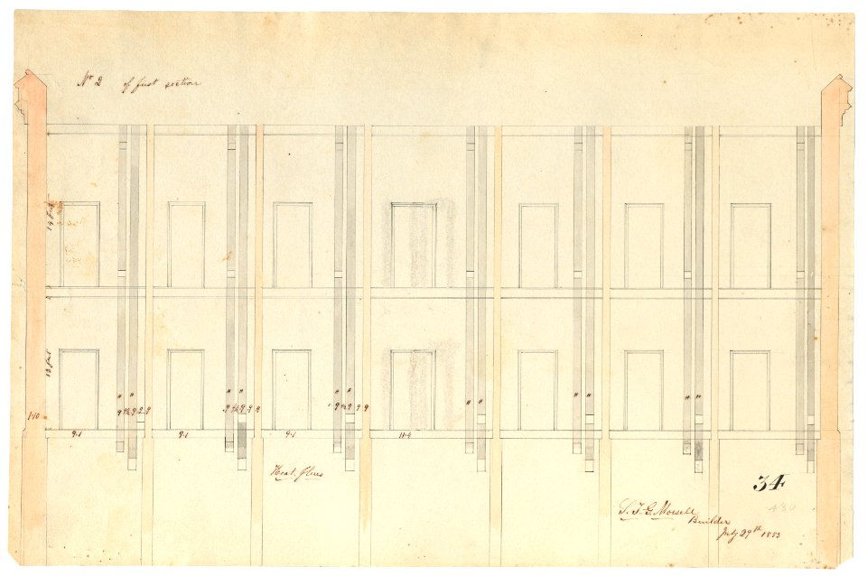 Government Hospital for the Insane (Saint Elizabeths Hospital), Washington, D.C. Center Building. Section showing heat flues (No. 2 of first section)) - S. T. G. Morsell, Builder, July LCCN2013648652