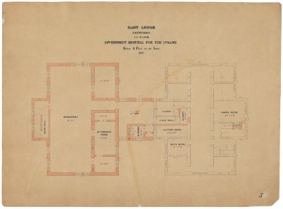 Government Hospital for the Insane (Saint Elizabeths Hospital), Washington, D.C. East Lodge extension. Second floor plan LCCN2016649926