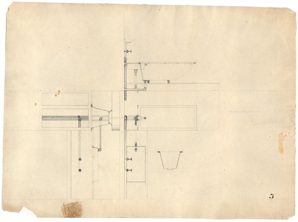 Government Hospital for the Insane (Saint Elizabeths Hospital), Washington, D.C. Hydrotherapy baths. Plumbing configuration. Plan, elevation, and section LCCN2016649923