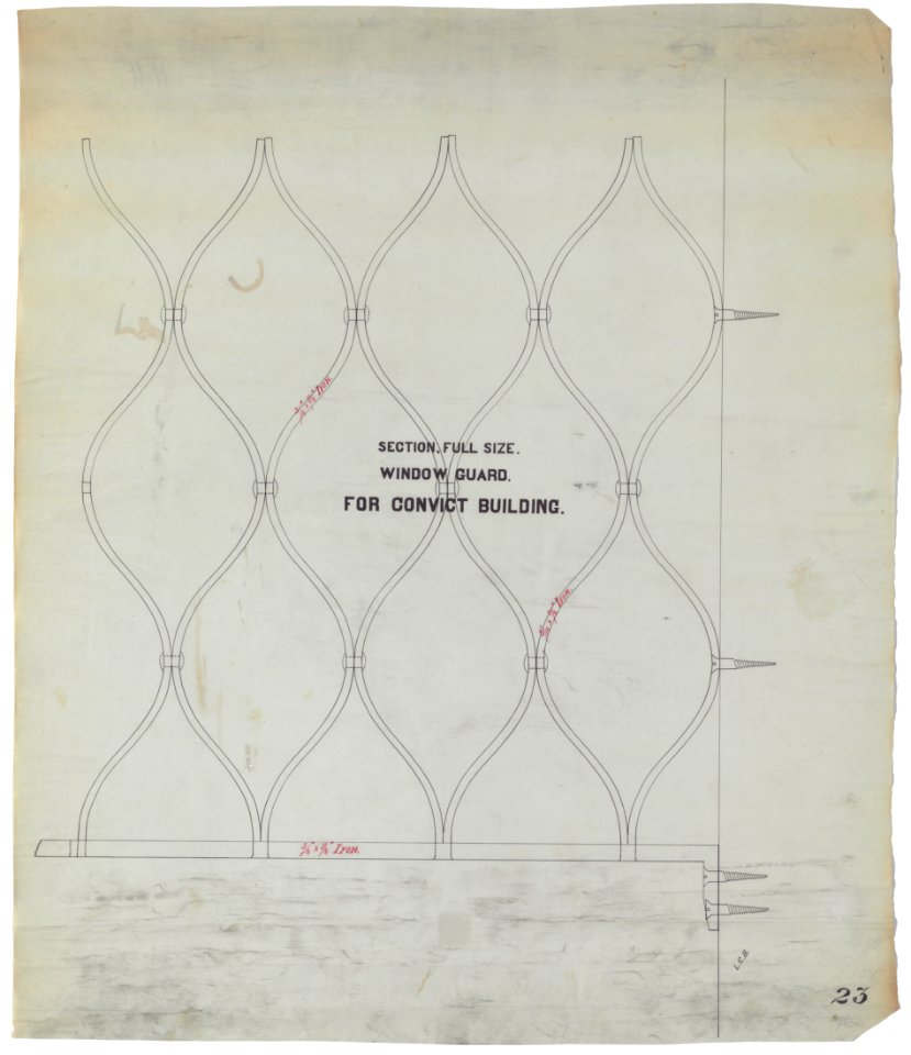 Government Hospital for the Insane (Saint Elizabeths Hospital), Washington, D.C. Building No. 12 (Howard Hall). Window guard. Section) - L.C.B LCCN2013648653