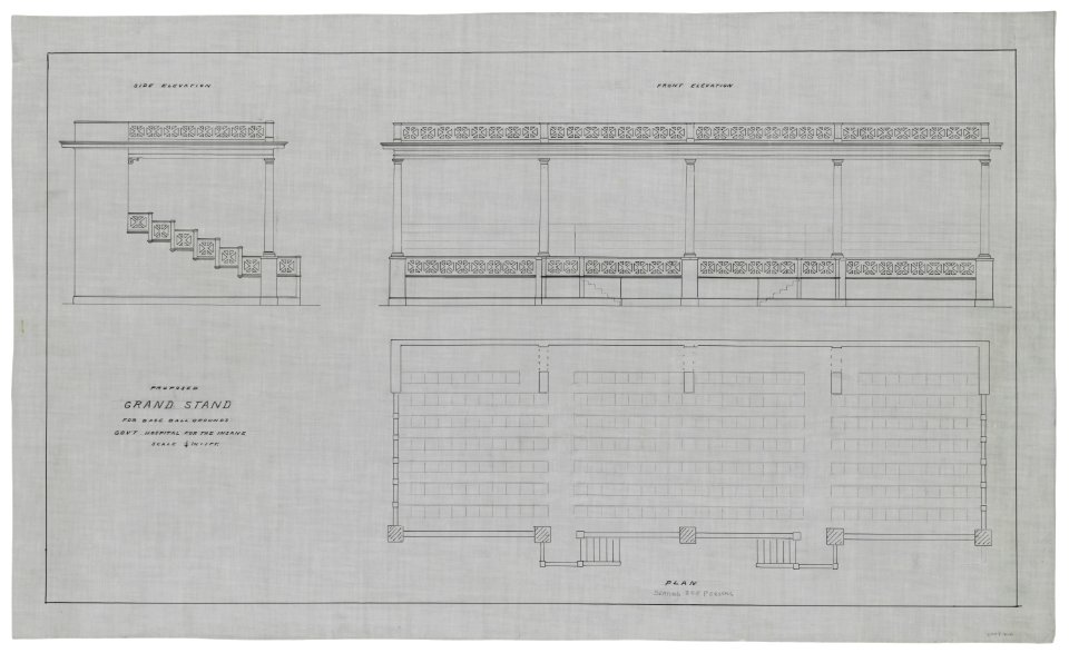 Government Hospital for the Insane (Saint Elizabeths Hospital), Washington, D.C. Grandstand. Plan, front and side elevations LCCN2013648671