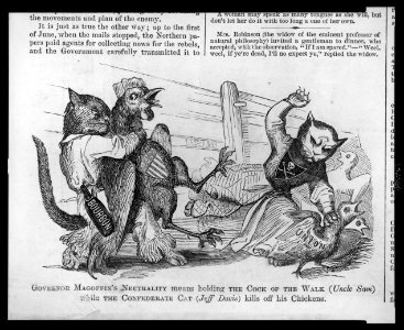 Governor Magoffin's neutrality means holding the cock of the walk (Uncle Sam) while the confederate cat (Jeff Davis) kills off his chickens LCCN2002735822 photo