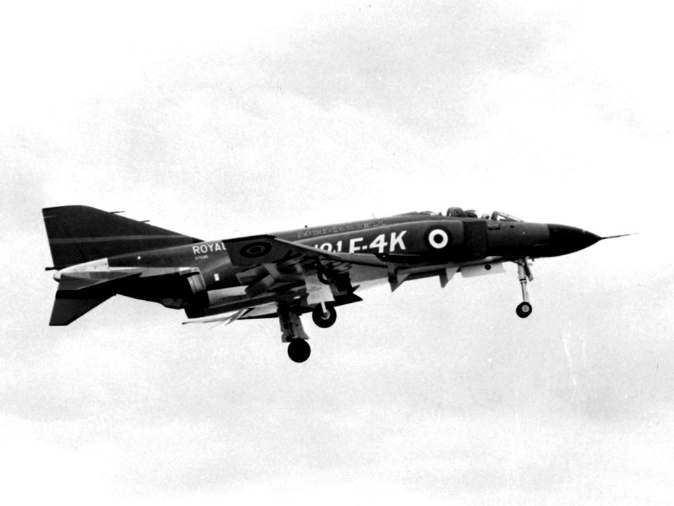 First F-4K Phantom FG.1 landing at McDonnell plant 1966
