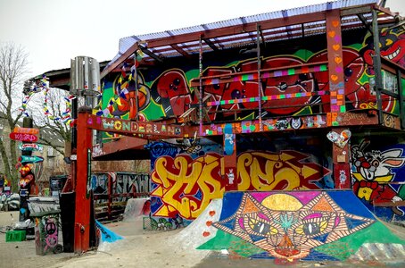 Graffiti public building photo