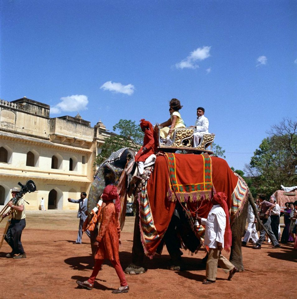 First Lady Jacqueline Kennedy rides an elephant in India (2)