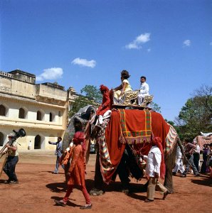 First Lady Jacqueline Kennedy rides an elephant in India (2) photo