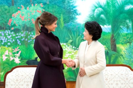 First Lady Melania Trump and Mrs. Kim Jung-sook 2017