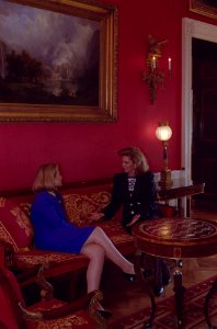 First Lady Hillary Rodham Clinton meeting with Queen Noor of Jordan (07)