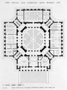 First floor plan, Columbia University Library, New York City (fig. 156) LCCN2007682534