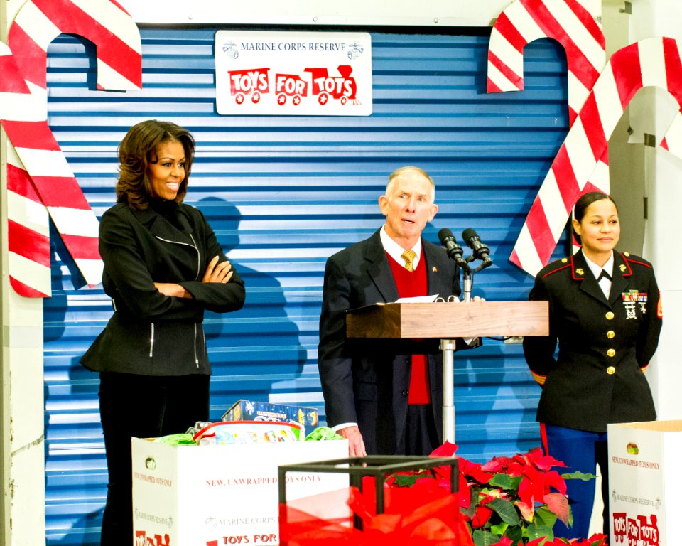 First lady Michelle Obama supports Toys for Tots annual drive 131219-N-WY366-301