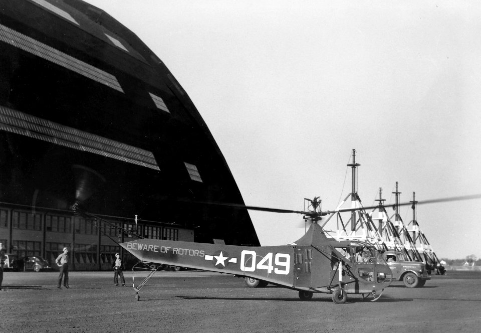 First helicopter to land at Naval Air Station South Weymouth in 1945