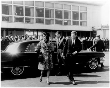 First Lady departs for trip to India and Pakistan. Mrs. Kennedy, President Kennedy. National Airport, MATS Terminal... - NARA - 194178