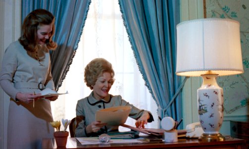 First Lady Pat Nixon Working with Her Staff Director and Press Secretary, Constance Cornell Stuart