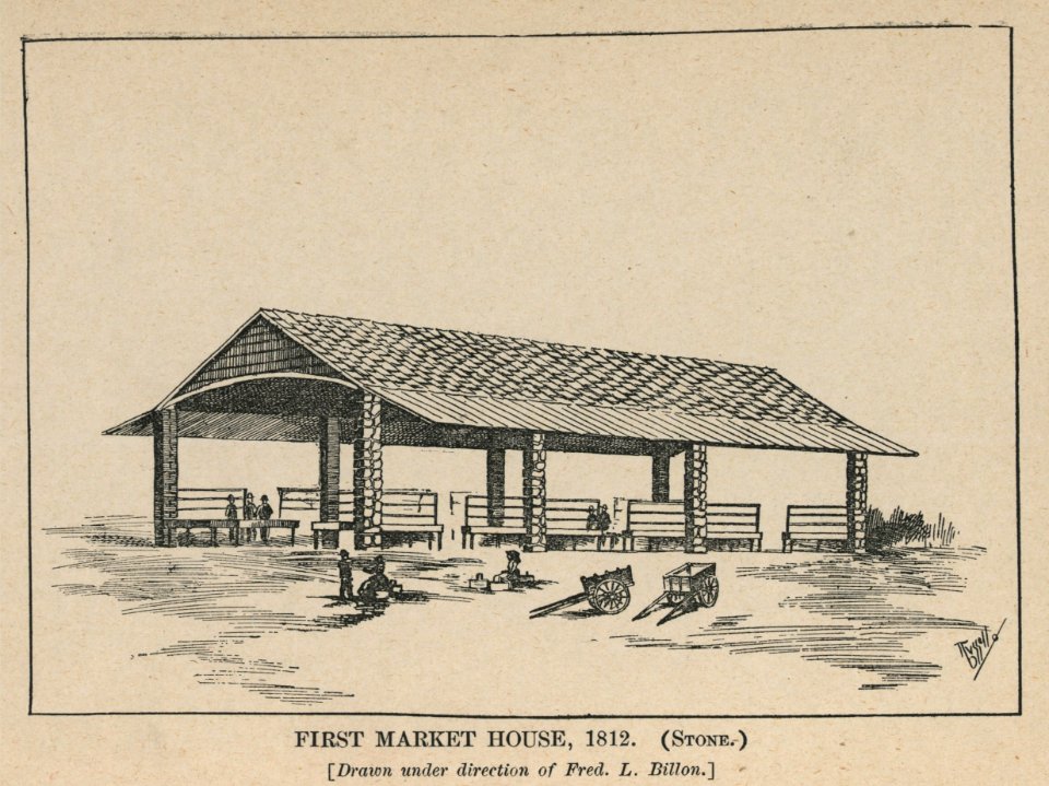 First market house, 1812 (stone), drawn under the direction of Fred. L. Billon - B. Russell. LCCN2006686211
