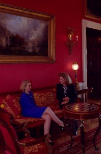 First Lady Hillary Rodham Clinton meeting with Queen Noor of Jordan (06)