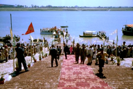 First Lady Jacqueline Kennedy Returns from Boat Ride on Ganges River photo