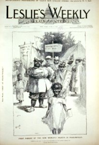 First parade of The New Woman's Society in Possumville (caricature of black women demonstrating for equal rights) LCCN2001696509
