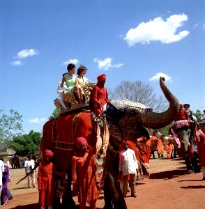 First Lady Jacqueline Kennedy rides an elephant in India (4) photo