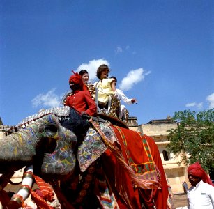 First Lady Jacqueline Kennedy rides an elephant in India (5) photo