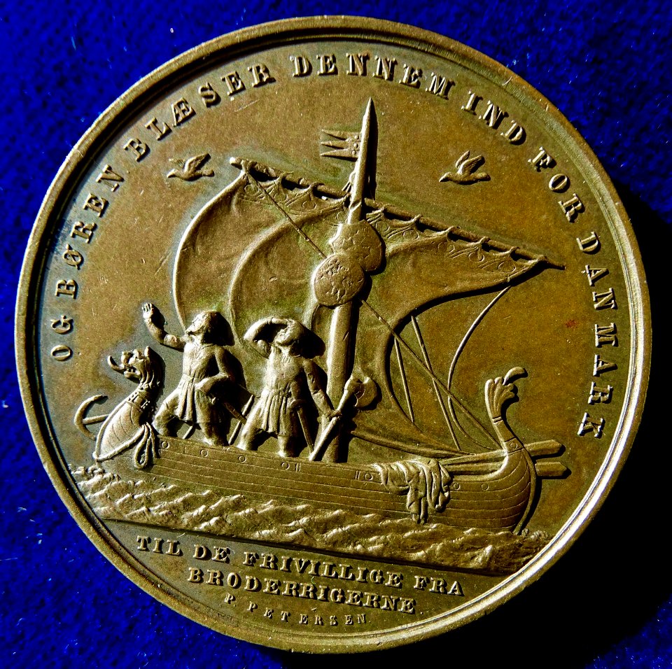 First Schleswig War 1848-1852 Danish Medal 1850 ND for Scandinavian Volunteers aiding Denmark, obverse