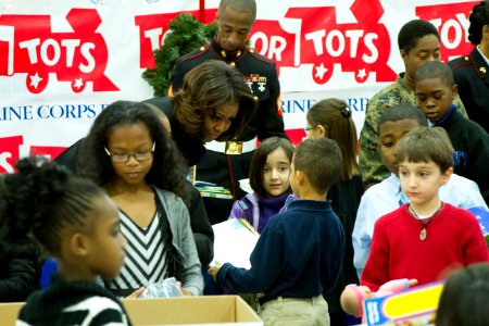 First lady Michelle Obama supports Toys for Tots annual drive 131219-N-WY366-434