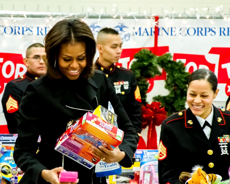 First lady Michelle Obama Supports Toys for Tots Annual Drive 131219-N-WY366-224