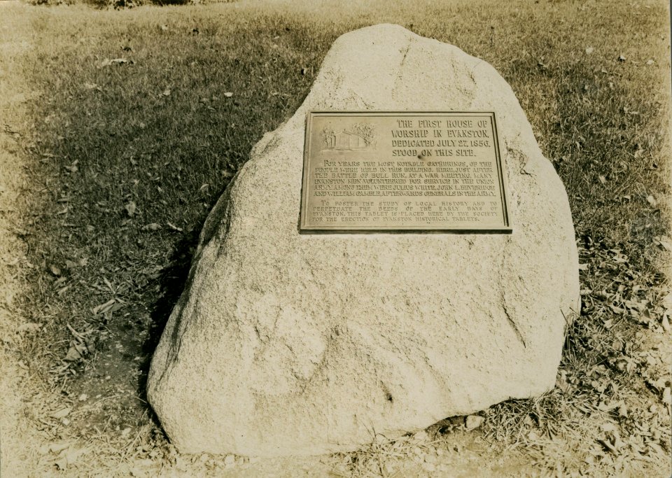 First Methodist Church historical marker, Evanston, Illinois, early 20th century (NBY 867)