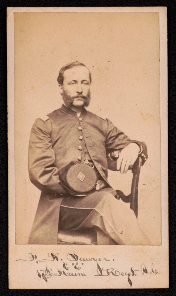 First Sergeant Frederick A. Sawyer of Co. C, 1st Maine Infantry Regiment, and Co. E, 17th Maine Infantry Regiment, in uniform) - A.M. McKenney, photographist, No. 122 Middle St., Portland, LCCN2017659607