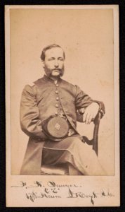 First Sergeant Frederick A. Sawyer of Co. C, 1st Maine Infantry Regiment, and Co. E, 17th Maine Infantry Regiment, in uniform) - A.M. McKenney, photographist, No. 122 Middle St., Portland, LCCN2017659607