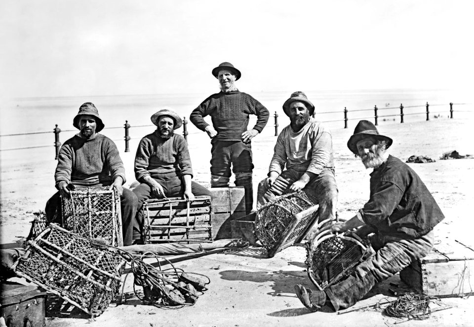 Fishermen with lobster pots, Sheringham, Norfolk RMG G03185