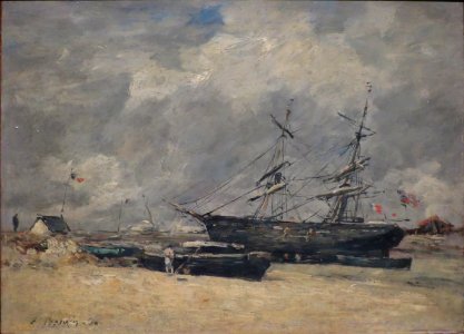 Fishing Boats at the Seashore by Eugène Boudin, 1880, Pushkin Museum
