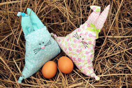 Pillow easter figures happy easter photo